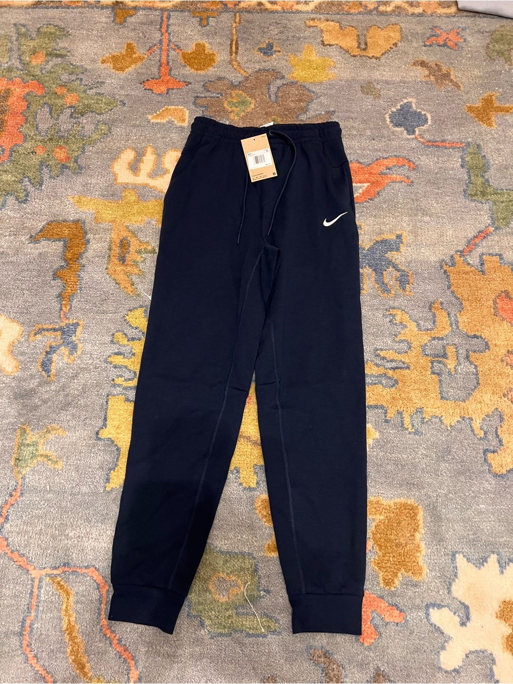 Nike Men Navy Jogger Sweatpants with White Swoosh